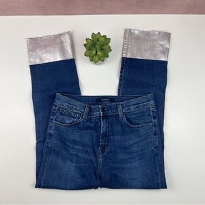 J Brand Ruby Blue Denim Silver Frayed Distressed Jeans Designer Women Size 27